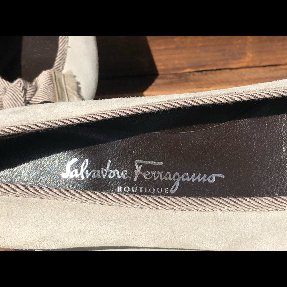 Salvatore Ferragamo White Suede Flats
